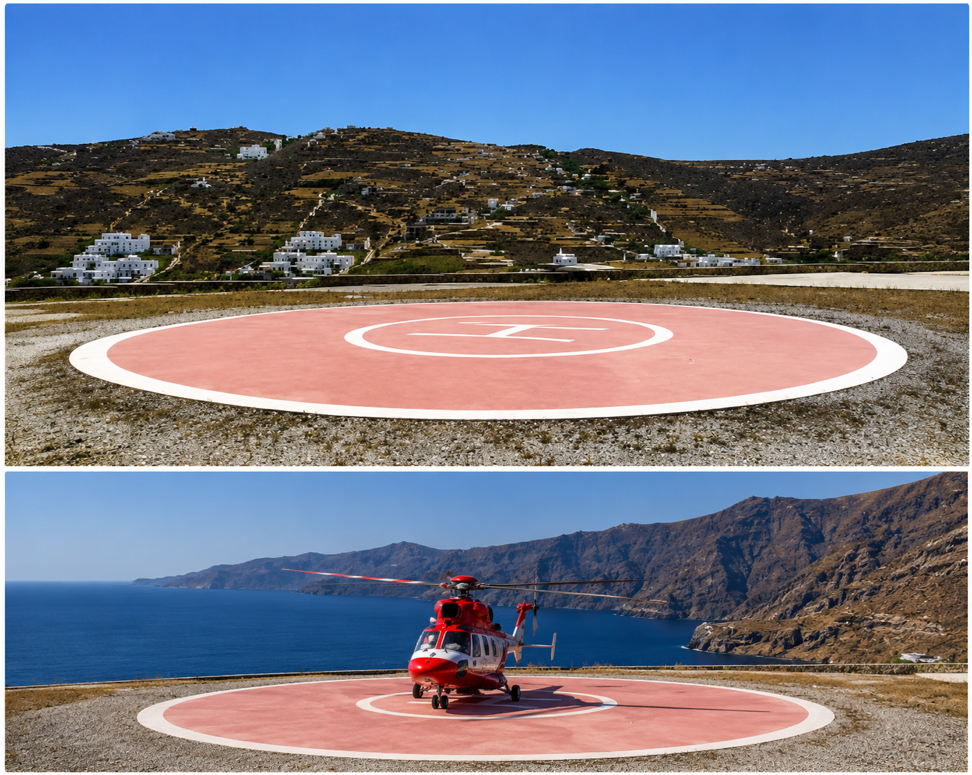 Kalo Livadi Heliport and landed VIP helicopter